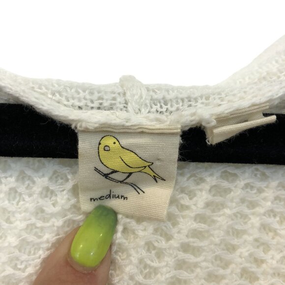 Anthropologie Size M Cream Textured Open Knit Hooded Pullover Sweater - Picture 4 of 8